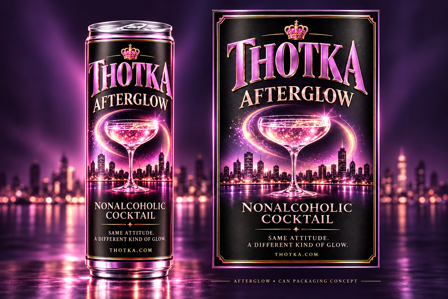 THOTKA Afterglow nonalcoholic cocktail slim can with lavender glow